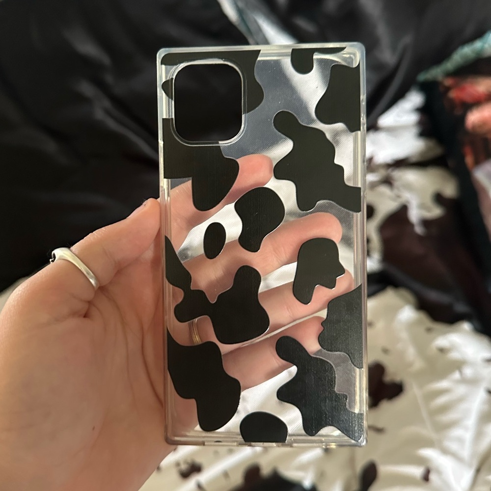 Clear cow print phone case